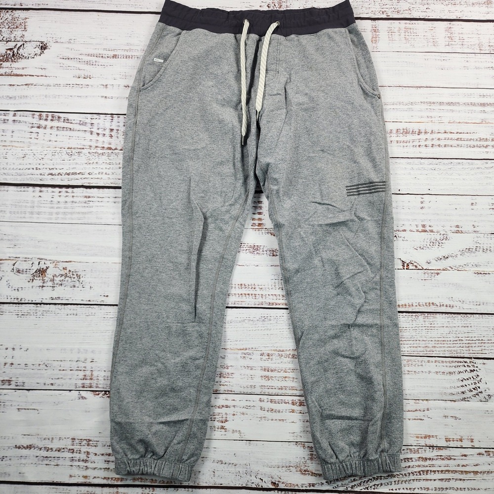 Vuori V406 Balboa Jogger Pants Men's Small Gray Black French Terry Drawstring